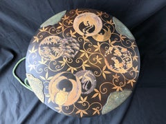 Pair of Japanese Black and Gold Lacquer Round Hokkai Picnic/ Hat Boxes, Meiji