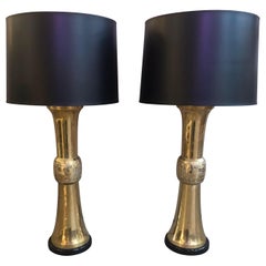 Used Pair of Japanese Brass Lamps
