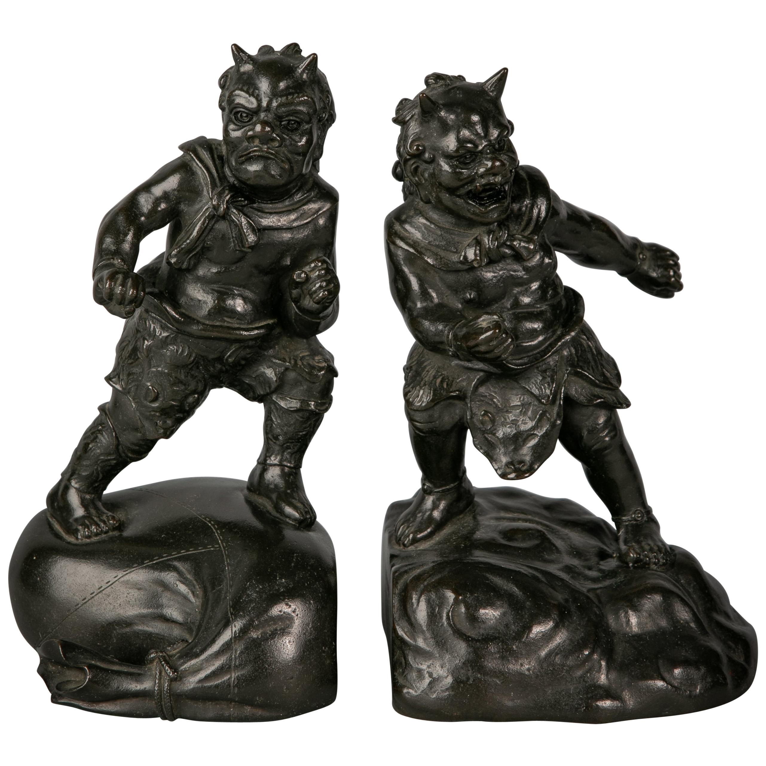 Pair of Japanese Bronze Bookends, circa 1880