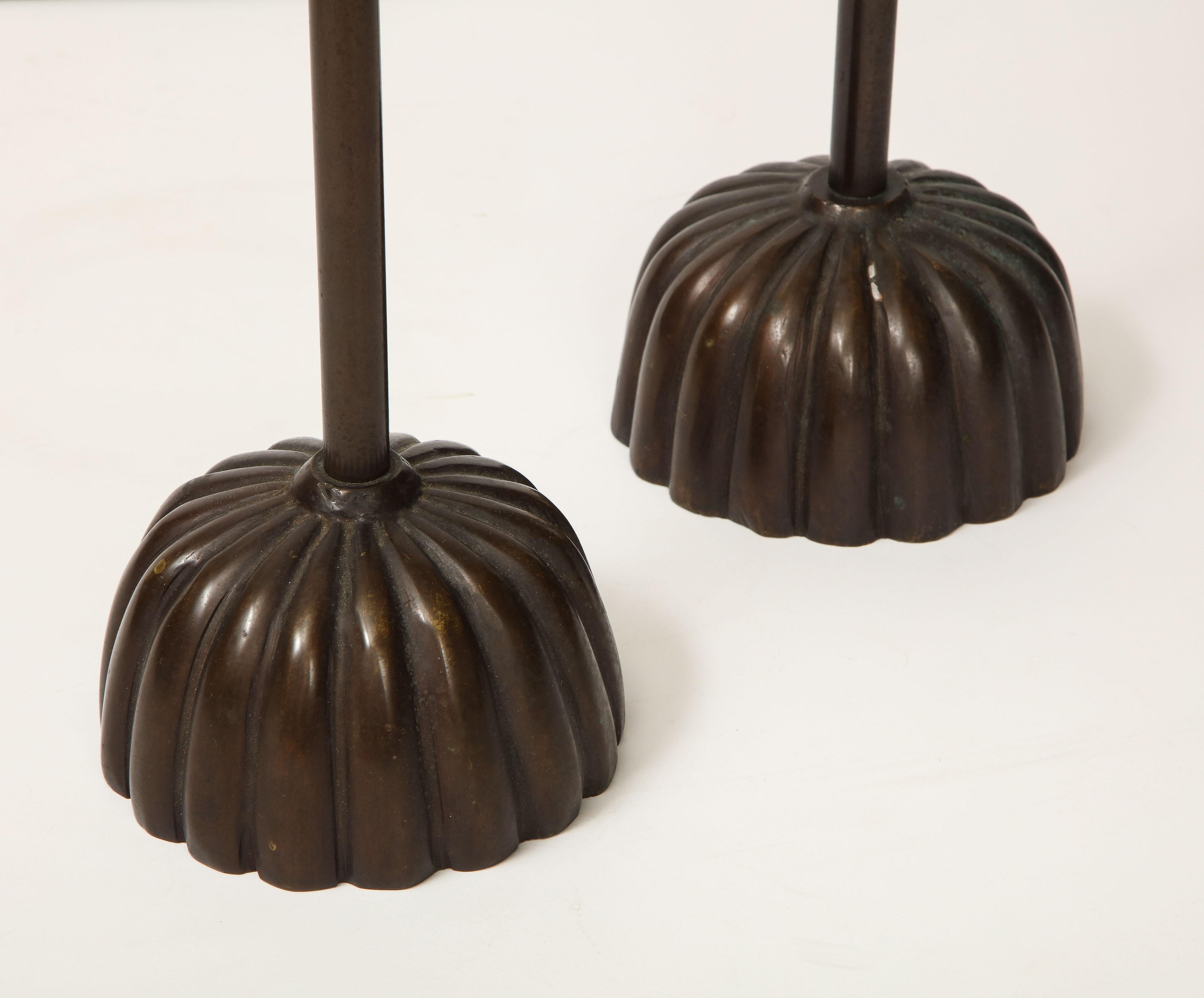 Pair of Japanese Bronze Candlesticks, Shokudai 6