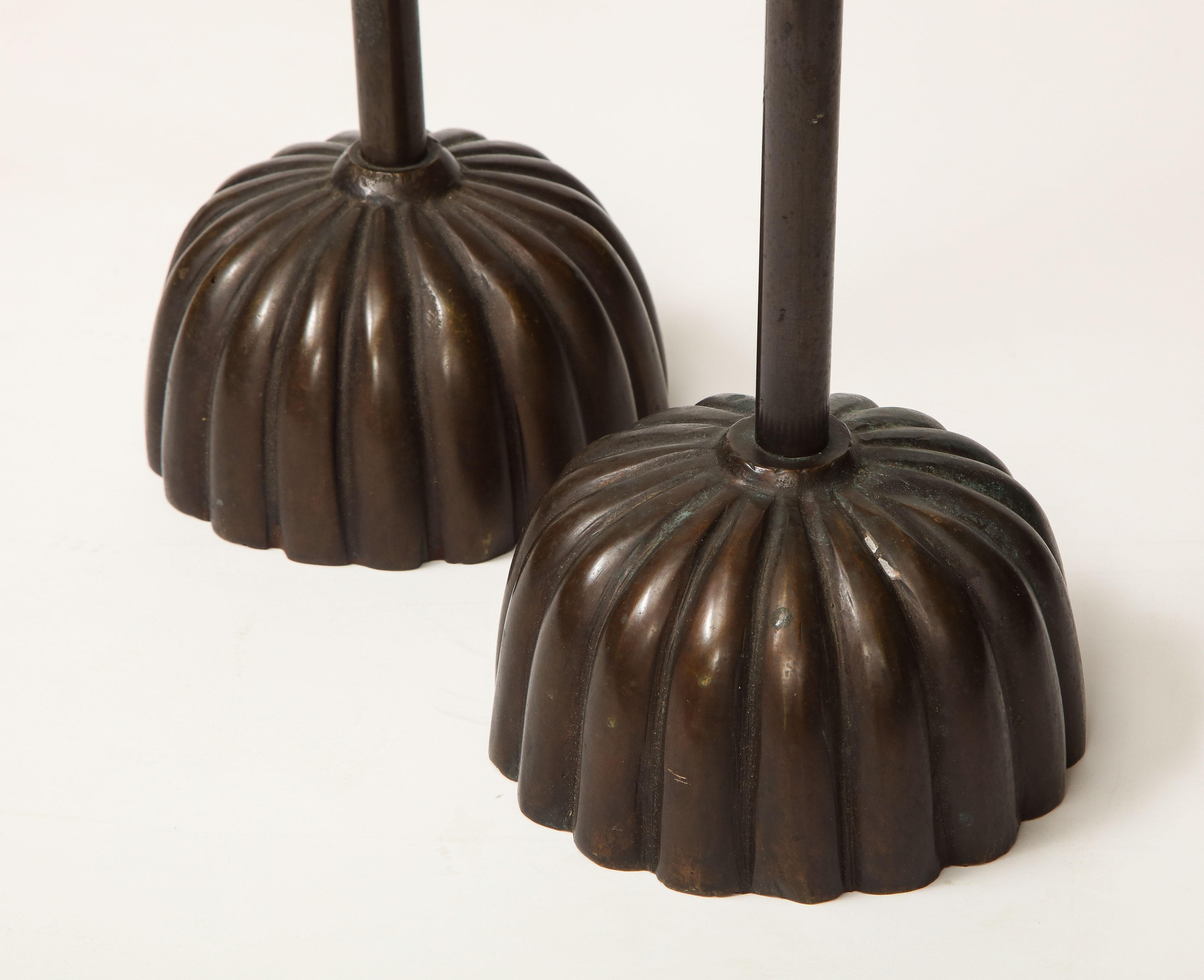 Pair of Japanese Bronze Candlesticks, Shokudai 2