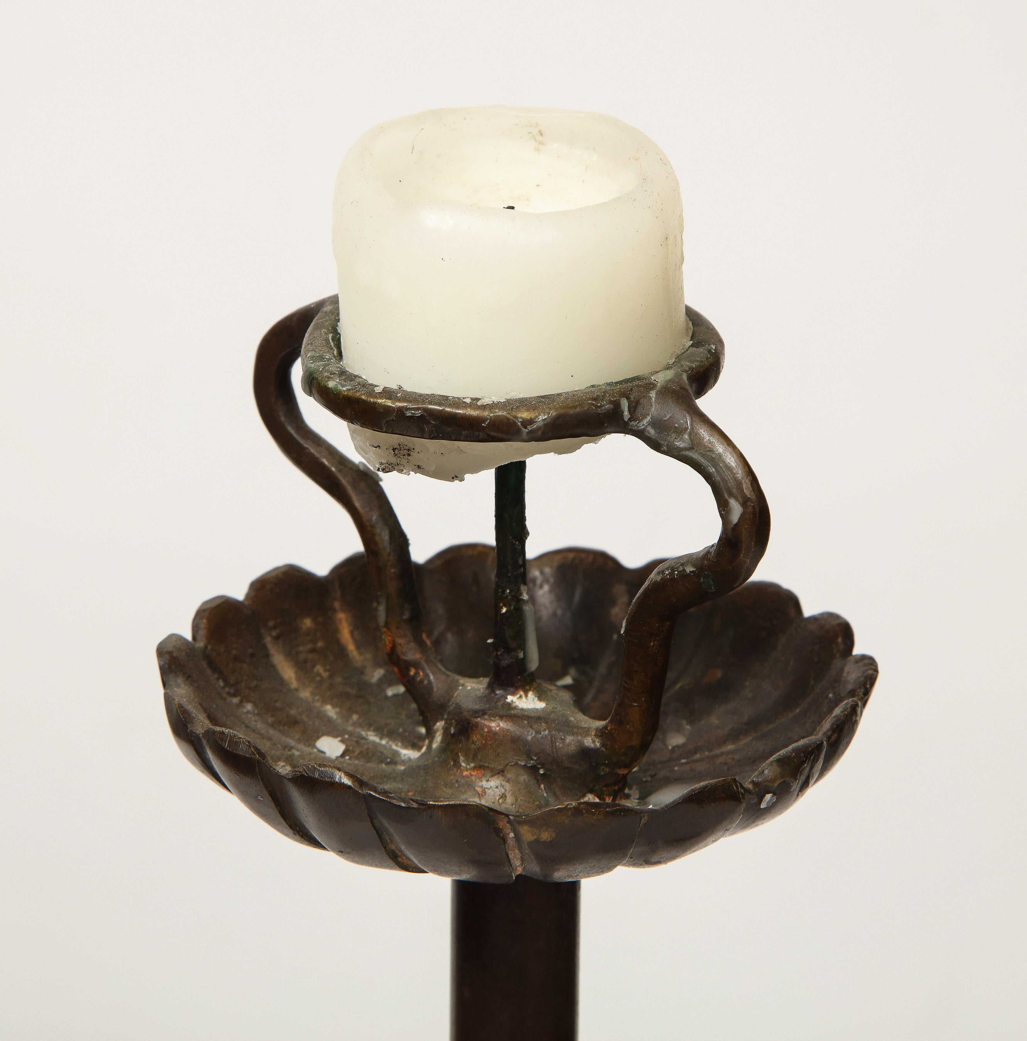 Pair of Japanese Bronze Candlesticks, Shokudai 4