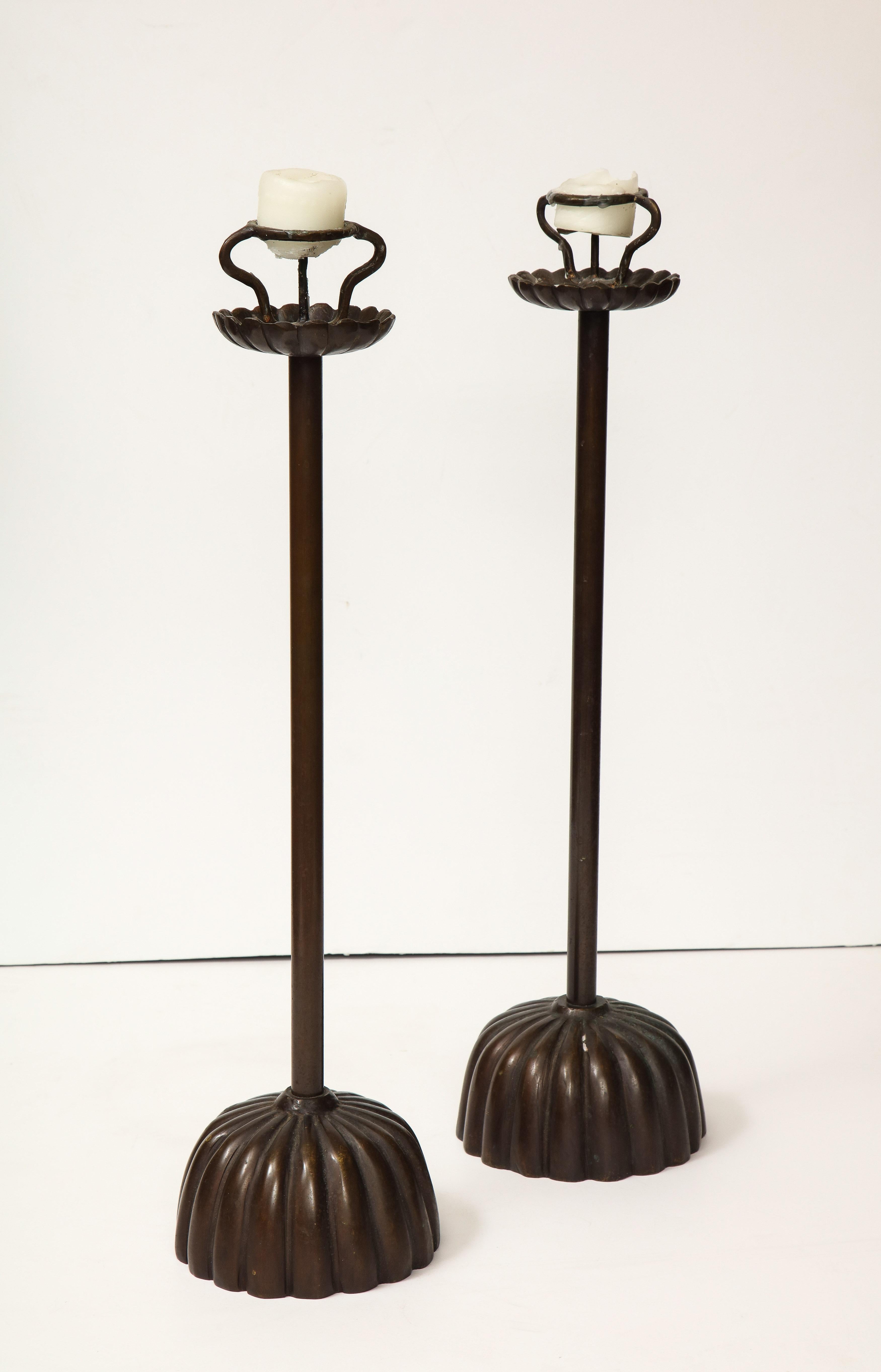 Pair of Japanese Bronze Candlesticks, Shokudai 5