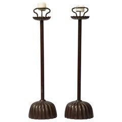 Pair of Japanese Bronze Candlesticks, Shokudai