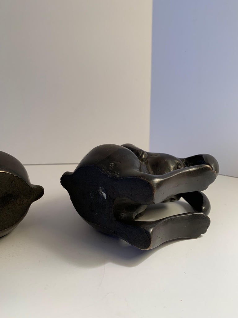 Pair of Japanese Bronze Rabbit Bookends at 1stDibs