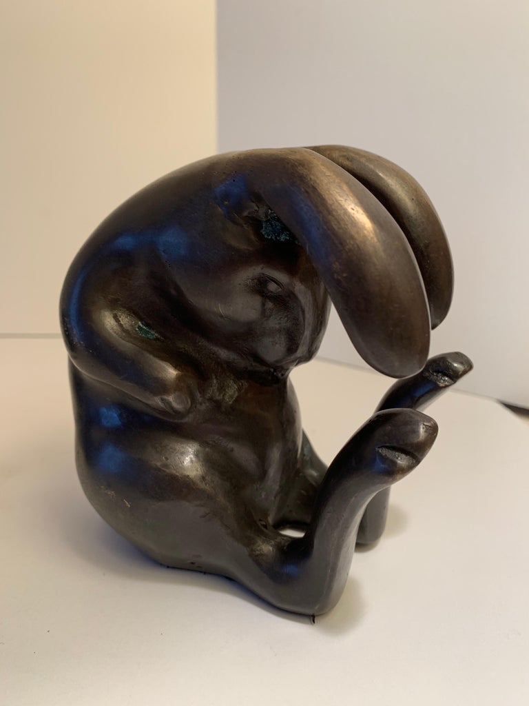 Pair of Japanese Bronze Rabbit Bookends at 1stDibs