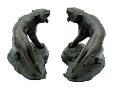 Pair of Japanese Bronze Tiger Bookends