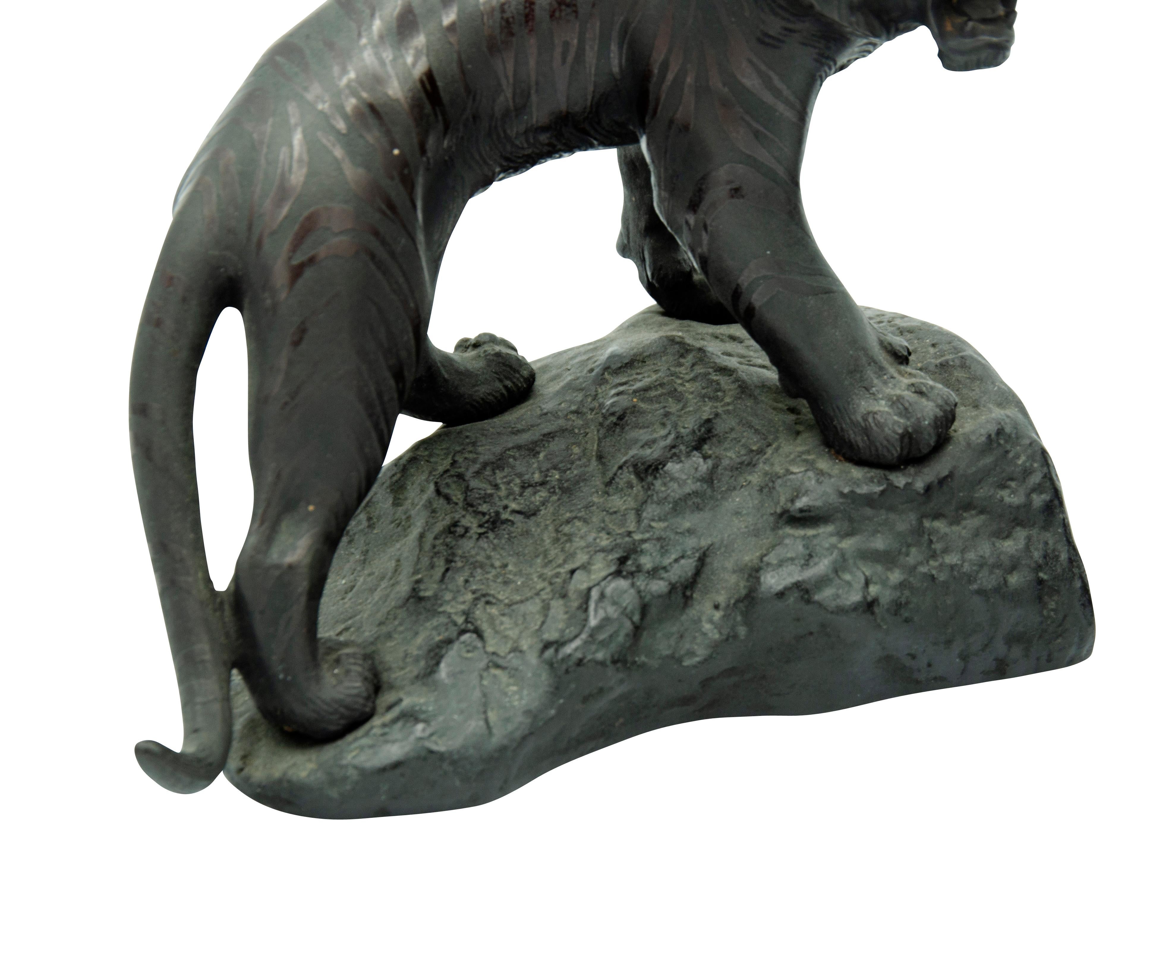 Pair of Japanese Bronze Tiger Bookends 5