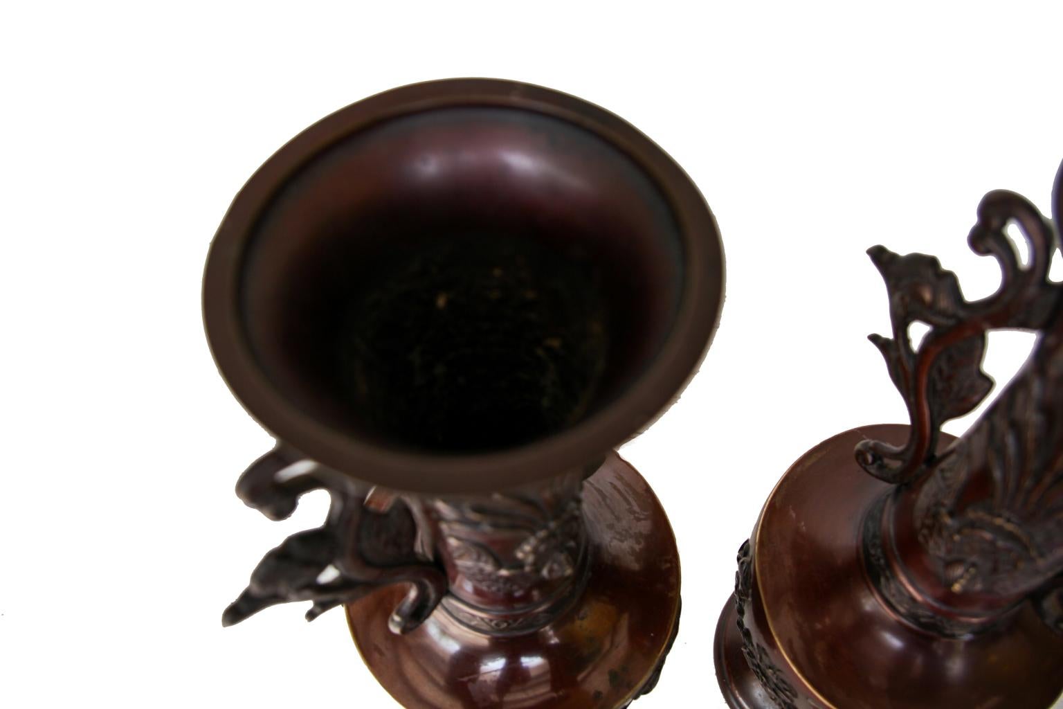 Pair of Japanese Bronze Vases 5
