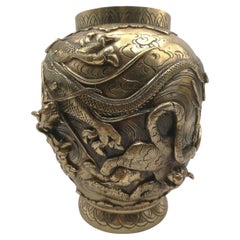 Antique Pair of Japanese Bronze Vases