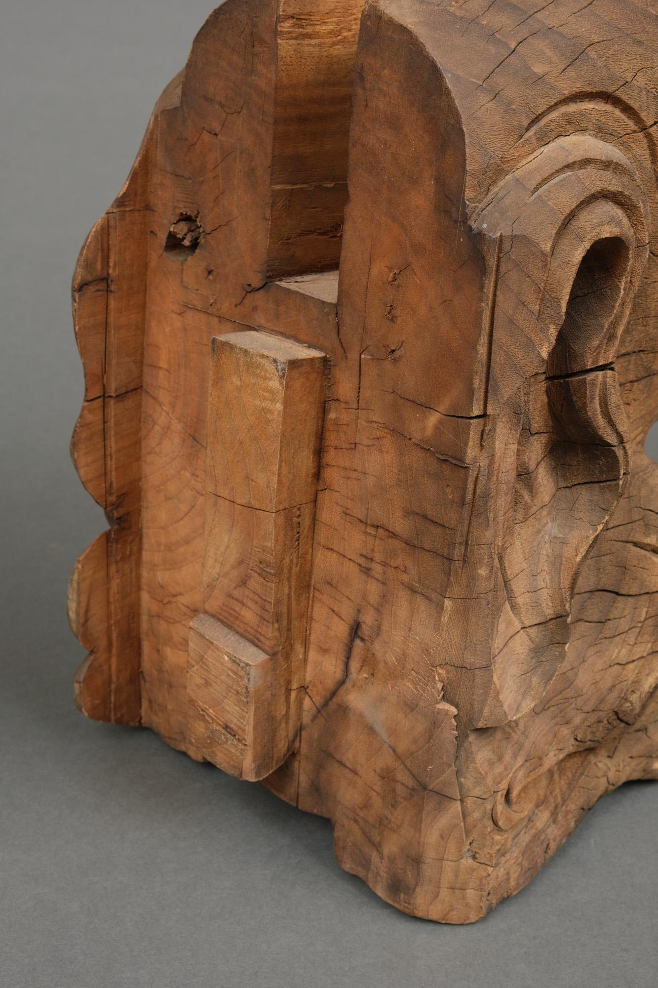 Paire d'ornements de temple japonais en bois sculpté 木鼻 'Kibana' en forme de Baku 獏 en vente 4
