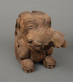 Pair of Japanese Carved Wooden Temple Ornaments 木鼻 'Kibana' Shaped like Baku 獏