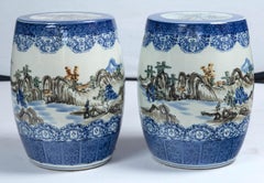 Pair of Japanese Ceramic Garden Stools, Early 20th Century