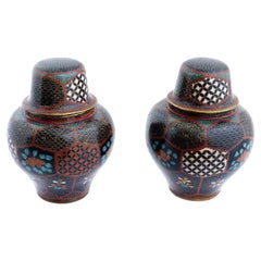 Pair of Japanese cloisonné enamel covered jars