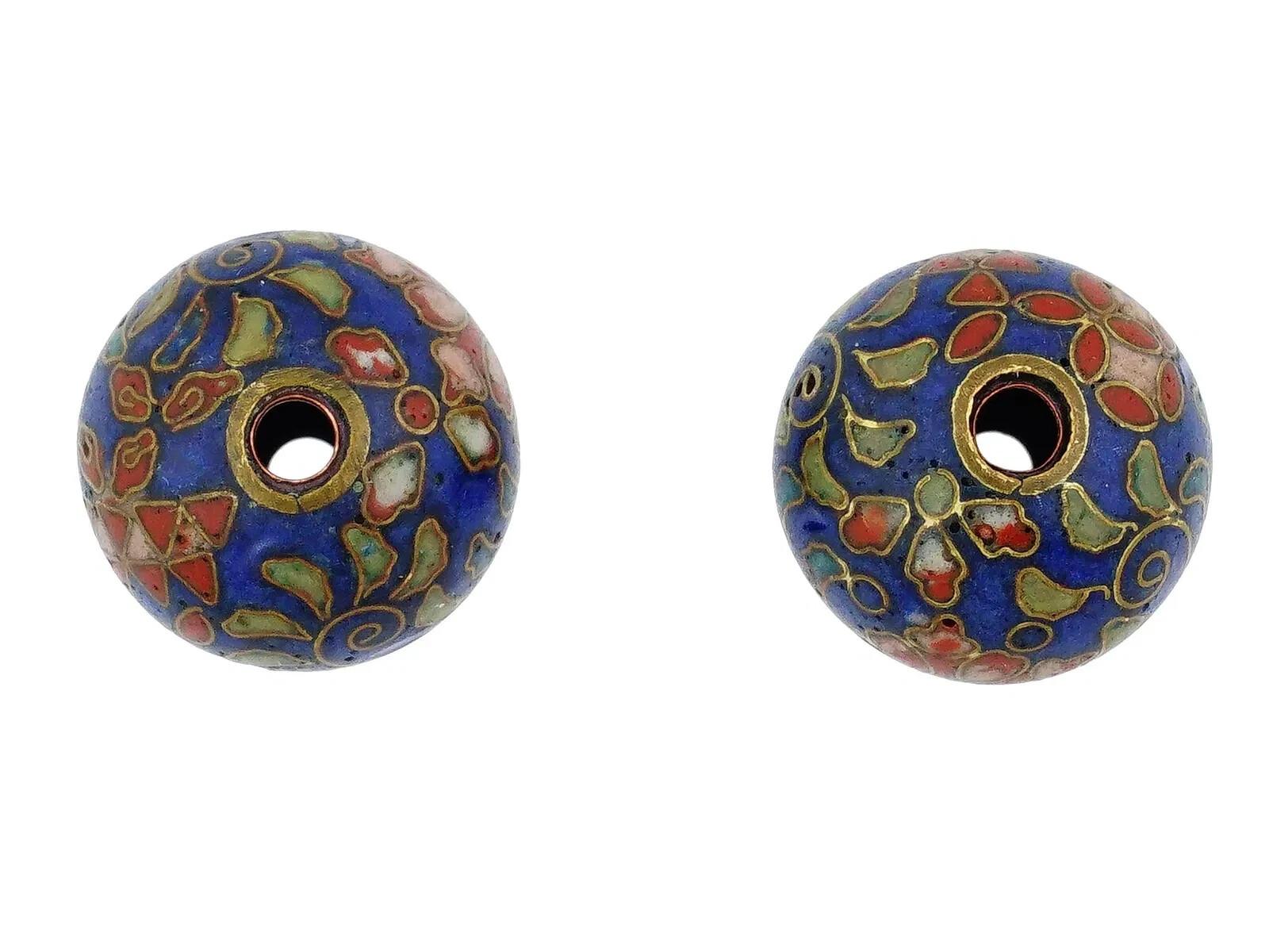 Women's or Men's Pair Of Japanese Cloisonne Enamel Ojime Beads For Sale