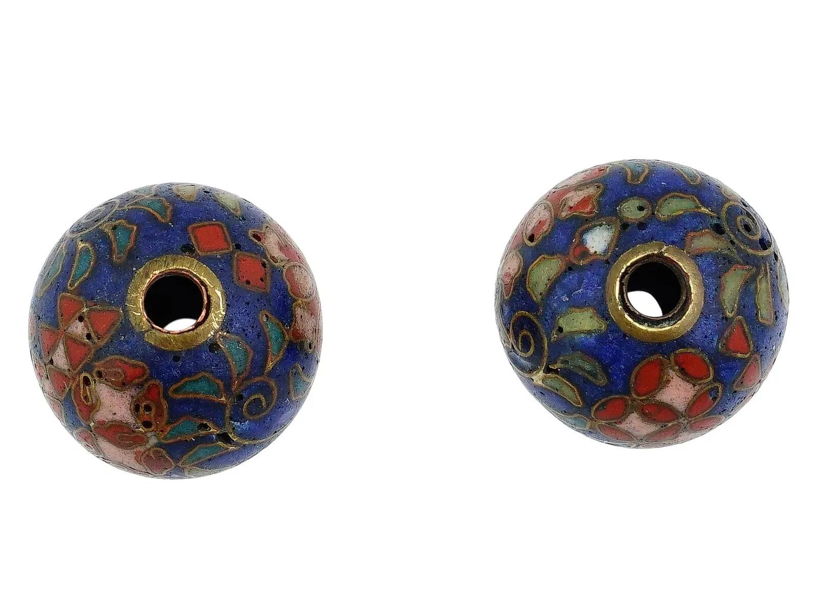 Women's or Men's Pair Of Japanese Cloisonne Enamel Ojime Beads For Sale