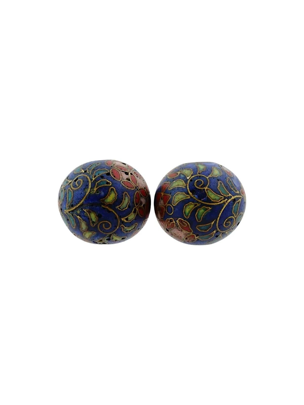 Women's or Men's Pair Of Japanese Cloisonne Enamel Ojime Beads For Sale