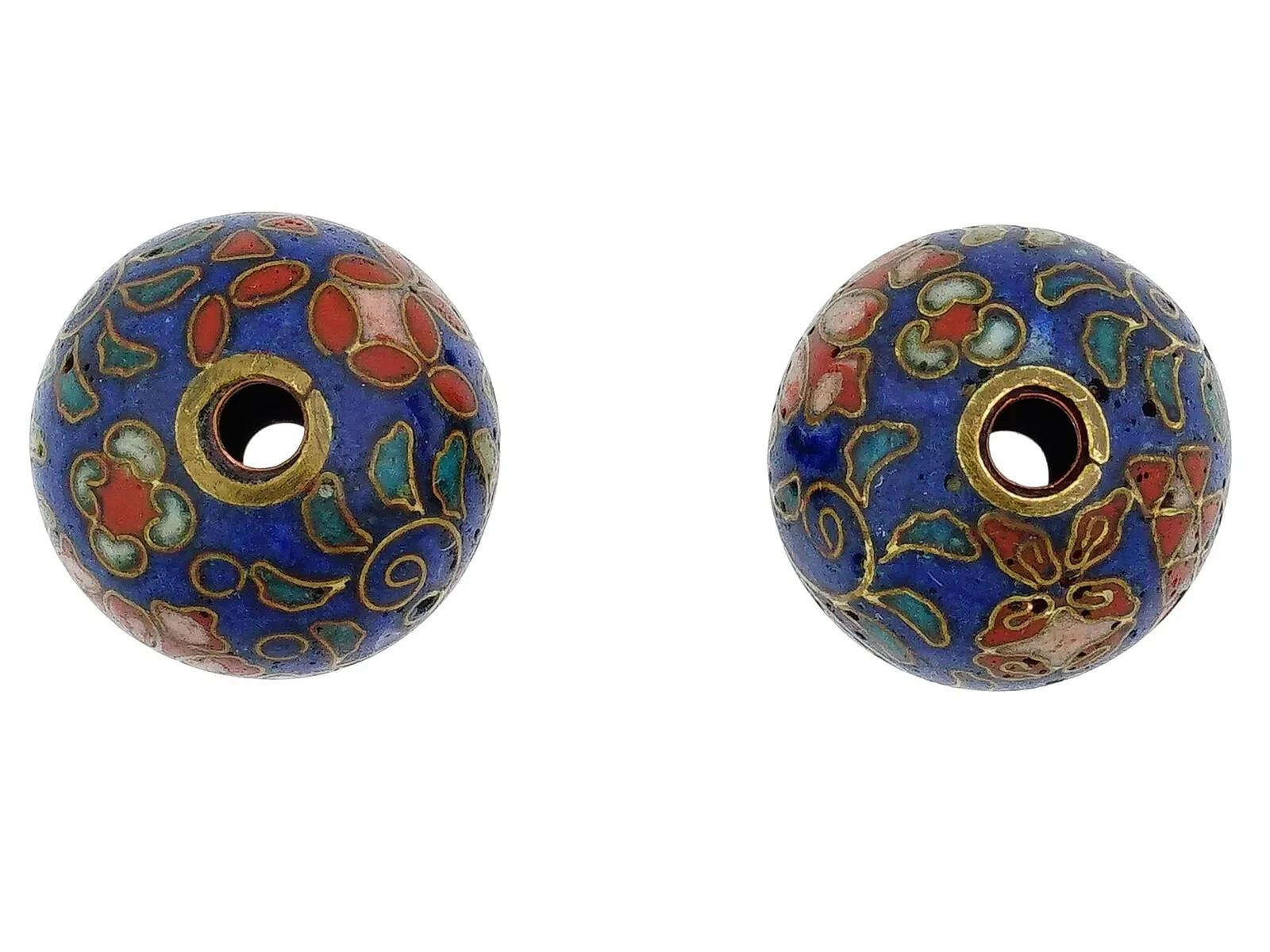 Pair Of Japanese Cloisonne Enamel Ojime Beads For Sale 1
