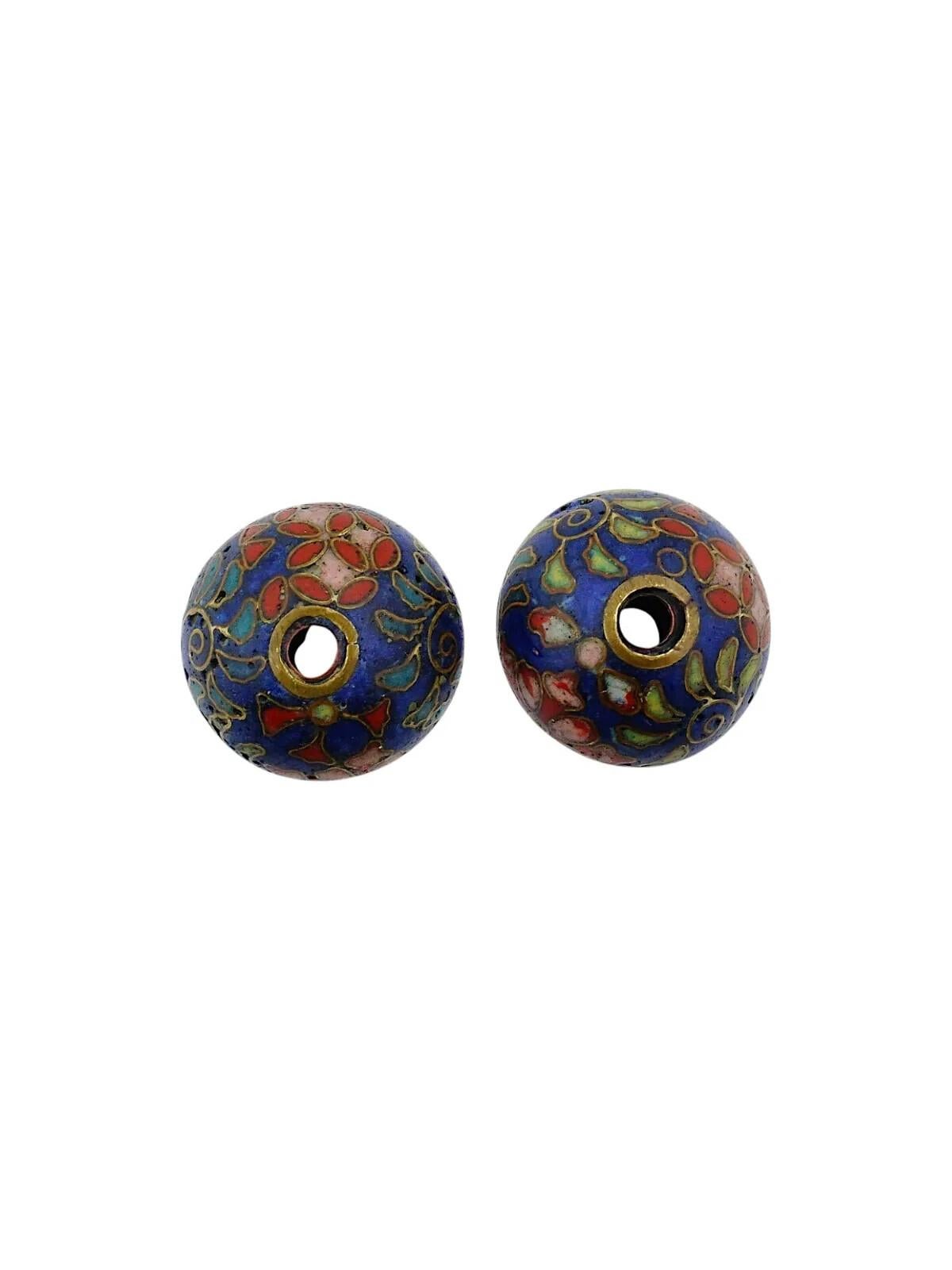 Pair Of Japanese Cloisonne Enamel Ojime Beads For Sale 3