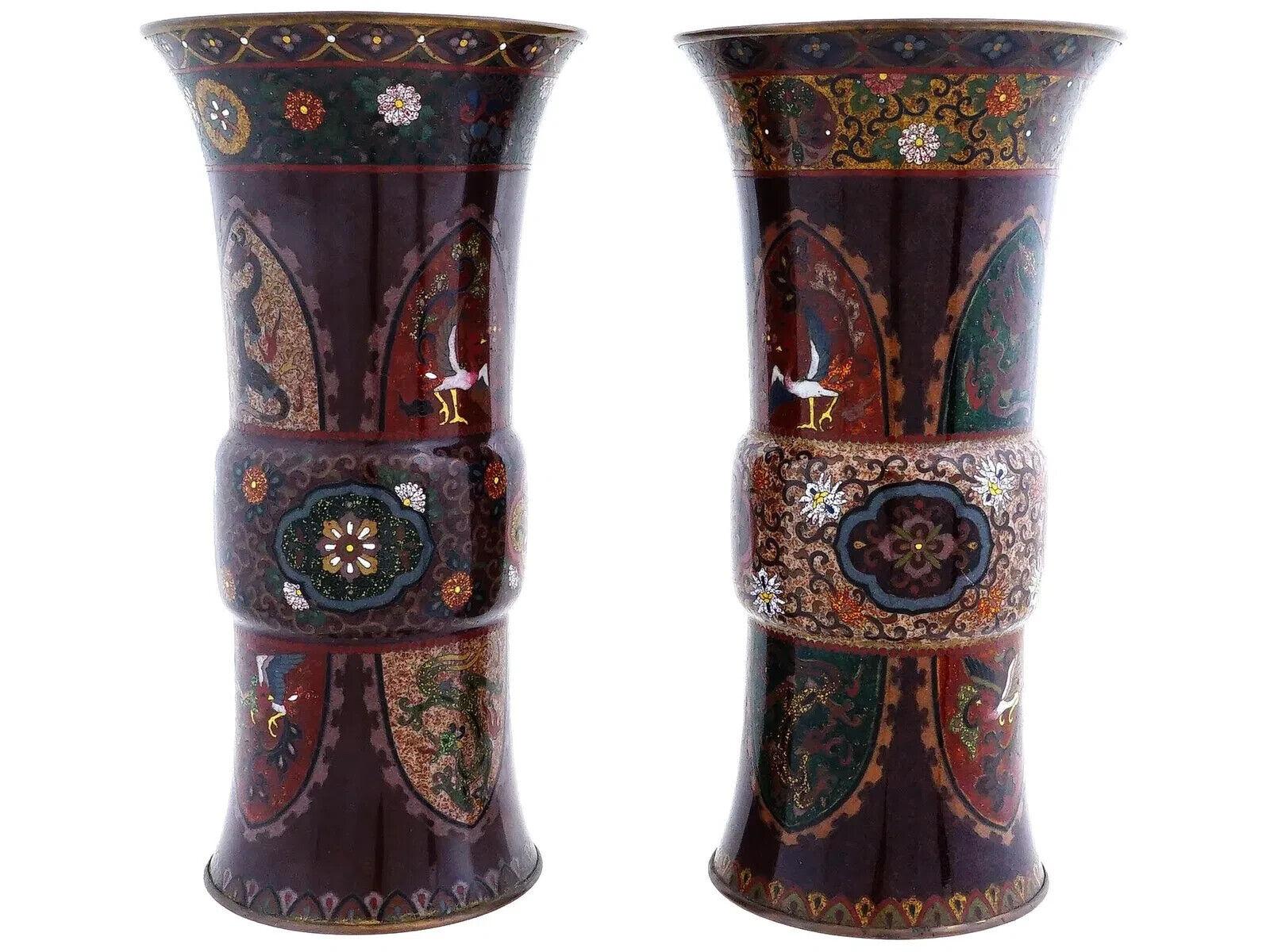 Paar japanische Trompetenvasen aus Cloisonné-Emaille mit Drachen, Honda zugeschrieben Honda im Zustand „Gut“ im Angebot in New York, NY