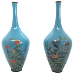 Antique Pair of Japanese Cloisonné Vases, 19th Century