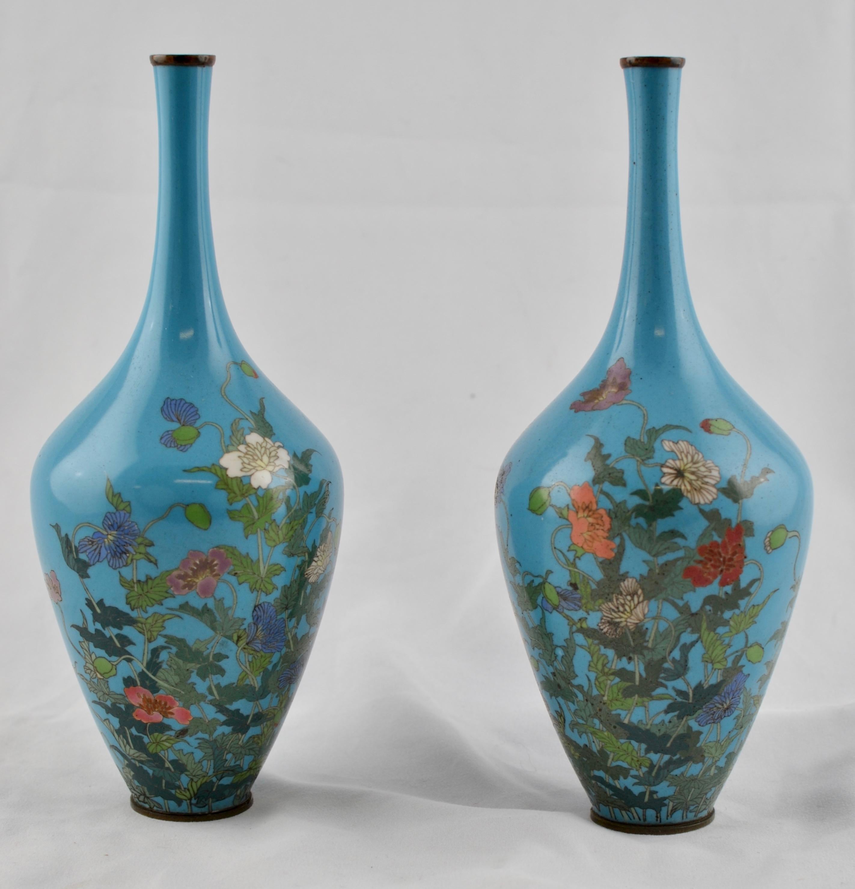 Paire de vases cloisonnés japonais, 19e siècle en vente 1