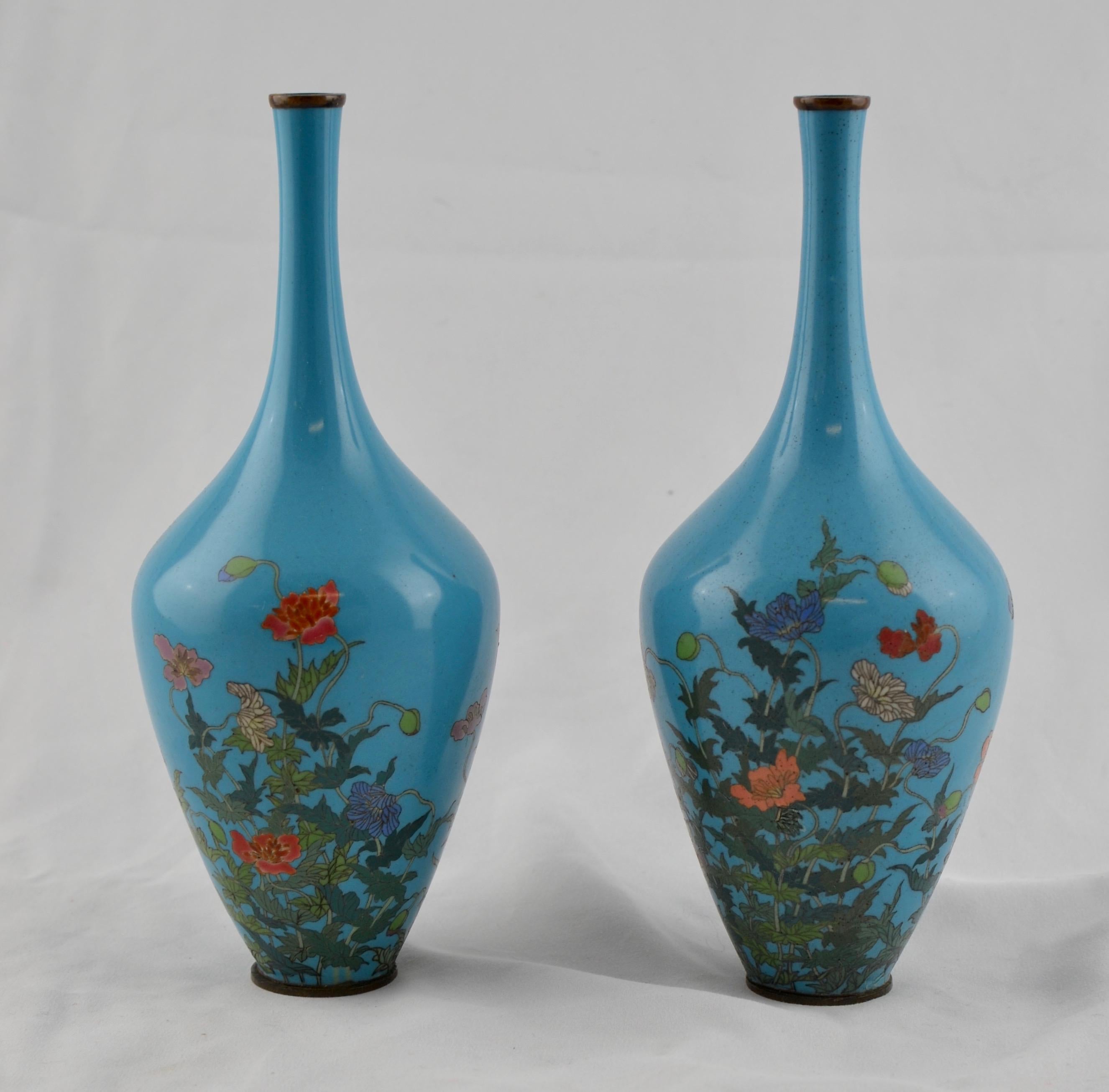 Paar japanische Cloisonné-Vasen, 19. Jahrhundert im Angebot 4