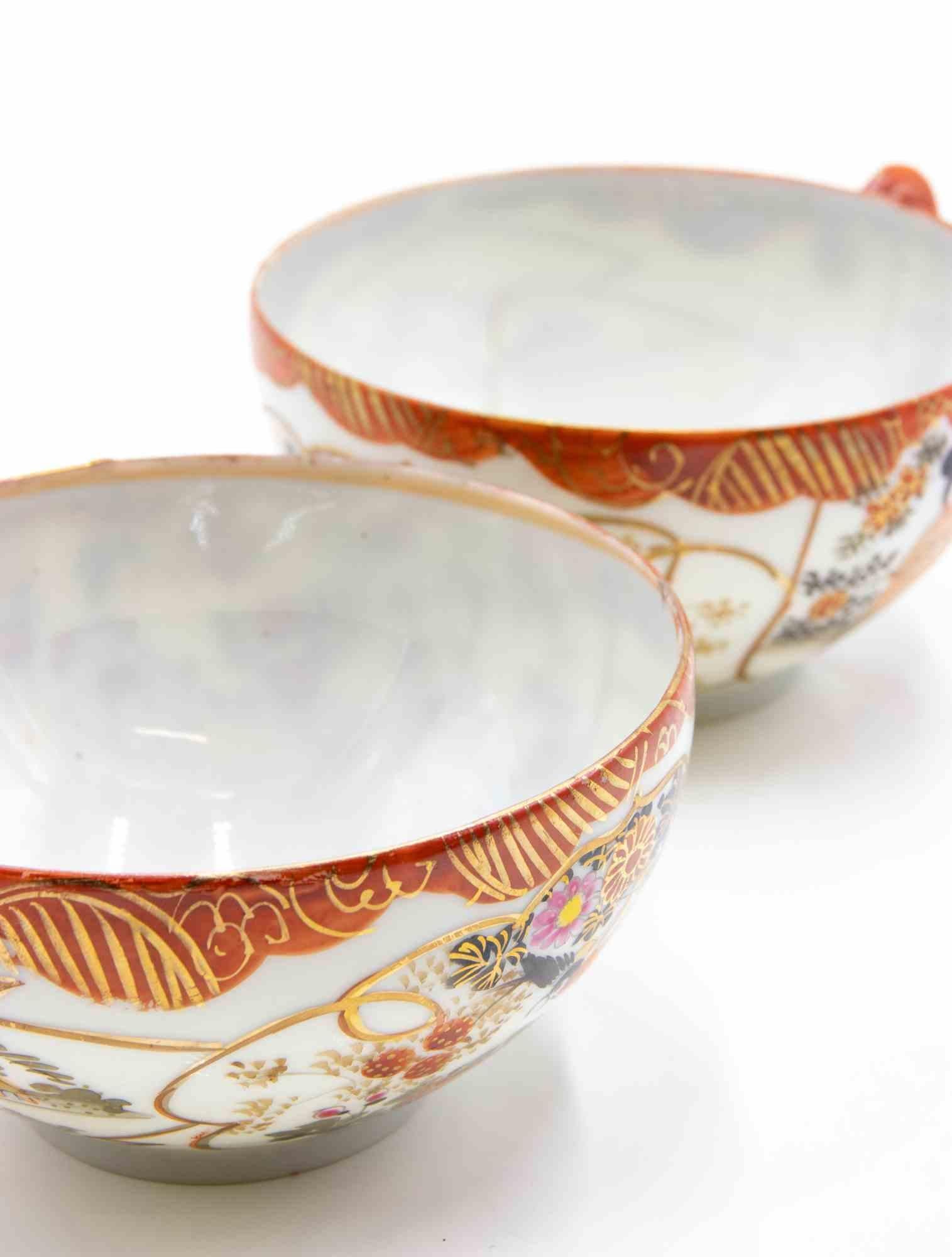 Pair of Japanese Cutani Eggshell Teacups, Early 20th Century For Sale 1