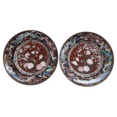 Pair Of Japanese Dishes In Cloisonne Enamels, Japan Meiji Era