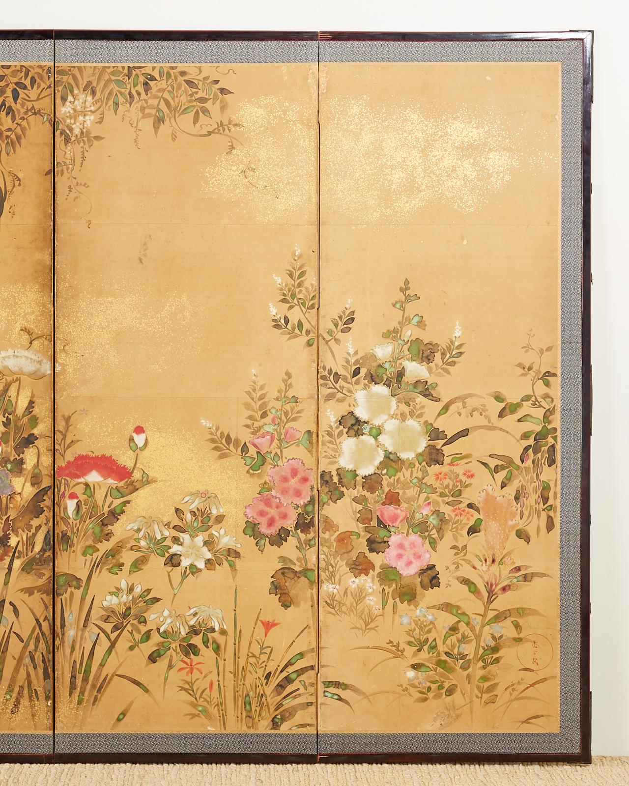 Pair of Japanese Edo Rimpa School Screens after Tawaraya Sotatsu For Sale 4