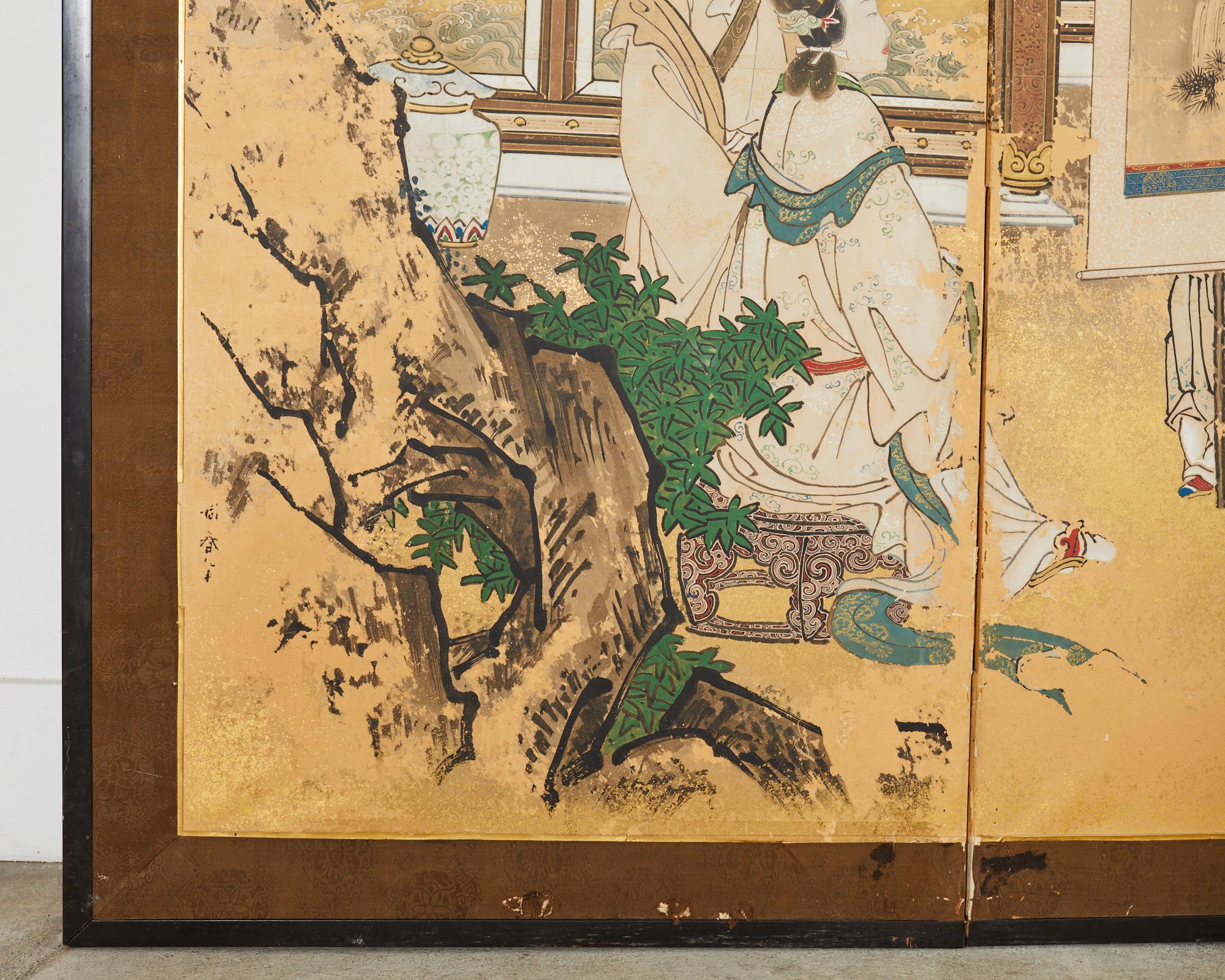 Ein Paar japanische Edo-Raumteiler mit sechs Tafeln, Kano Toshun zugeschrieben im Angebot 12