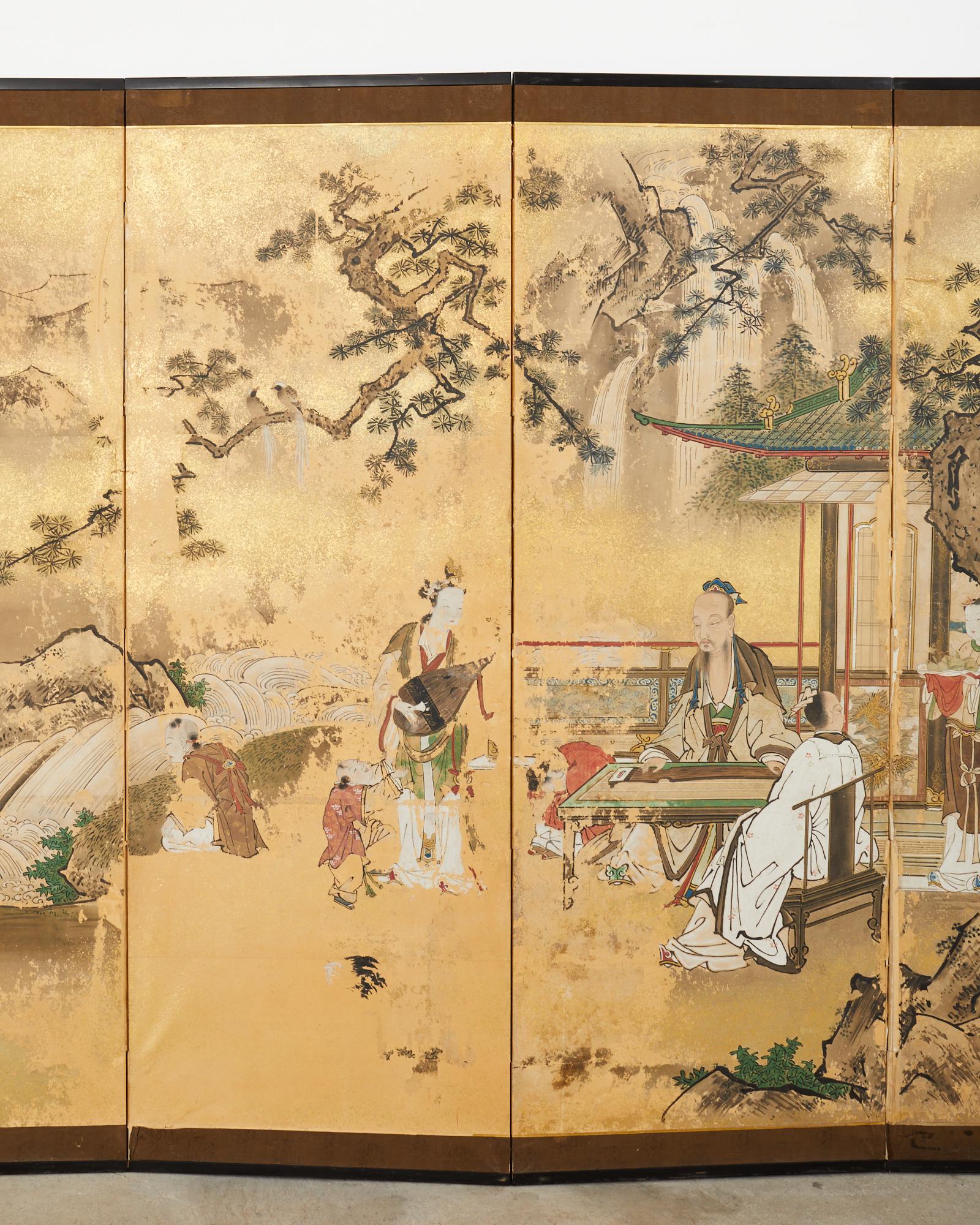 Ein Paar japanische Edo-Raumteiler mit sechs Tafeln, Kano Toshun zugeschrieben im Angebot 1