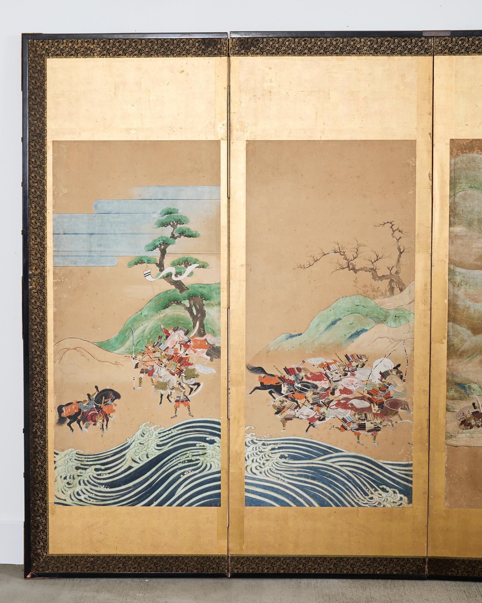 Giapponese Coppia di paraventi giapponesi Edo/Tokugawa Racconto di Heiki in vendita