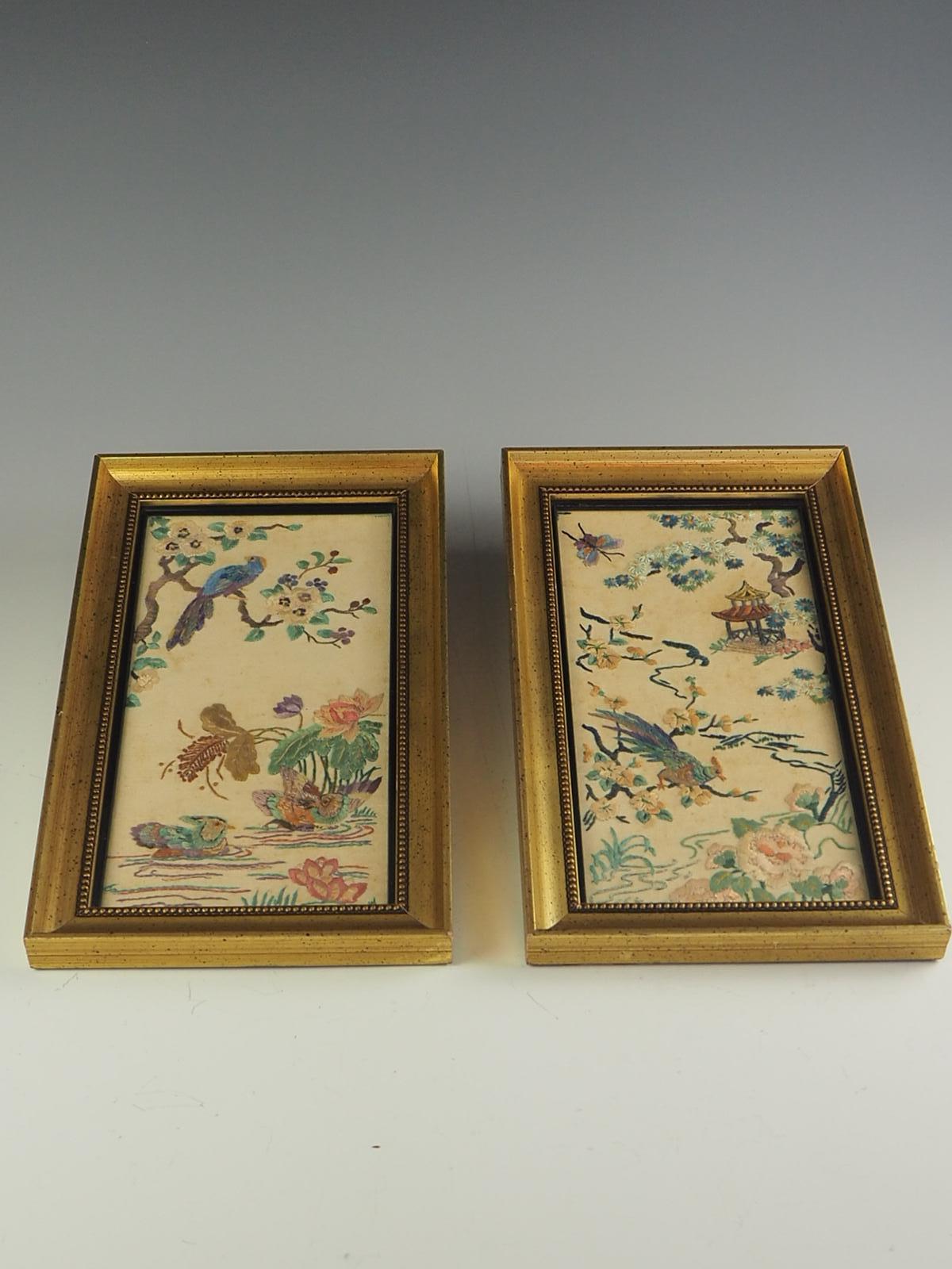 Pair of Japanese Embroidered Framed Pictures 5