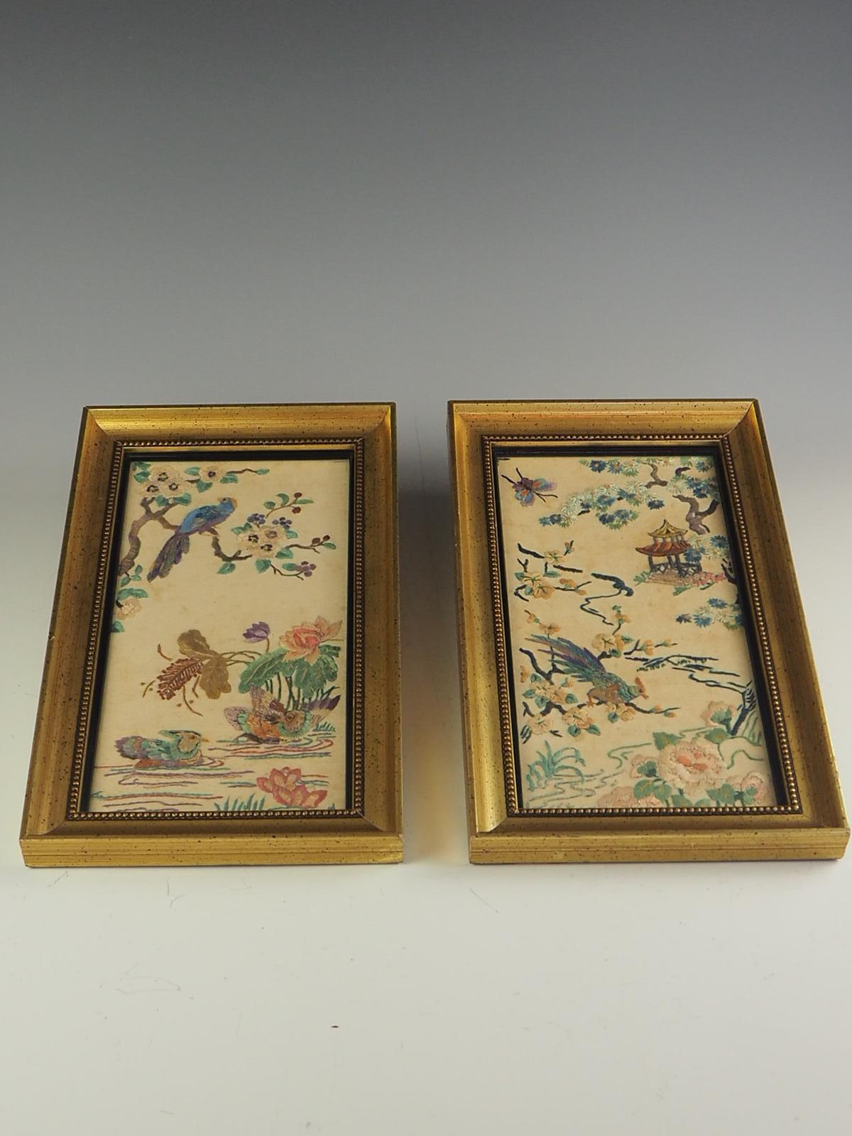 Pair of Japanese Embroidered Framed Pictures 4