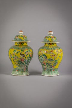 Pair of Japanese Famille Verte Covered Vases, circa 1860