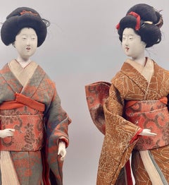 Pair of Japanese Female Court Figures (Bijin Ningyō) Meiji Period, circa 1890