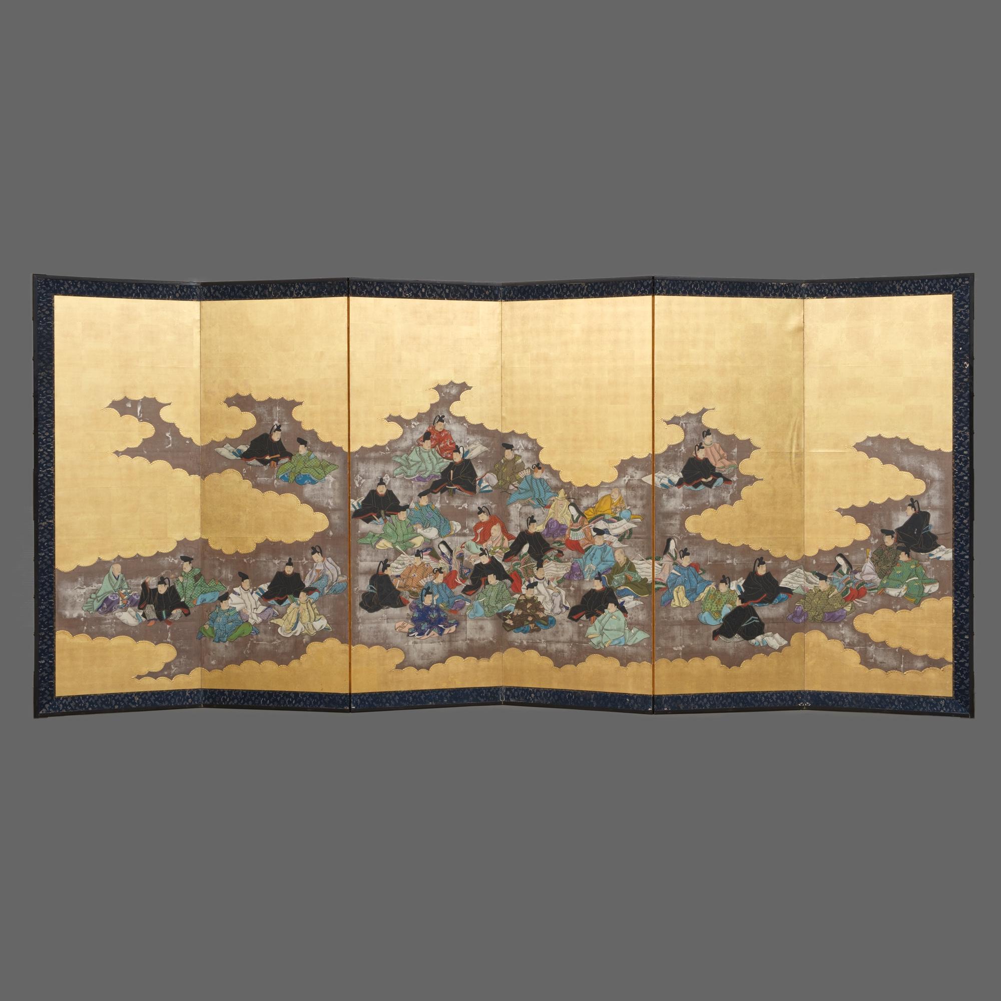 Pair of Japanese folding screens (byôbu) of poets from ‘Hyakunin isshu’ 百人一首 6