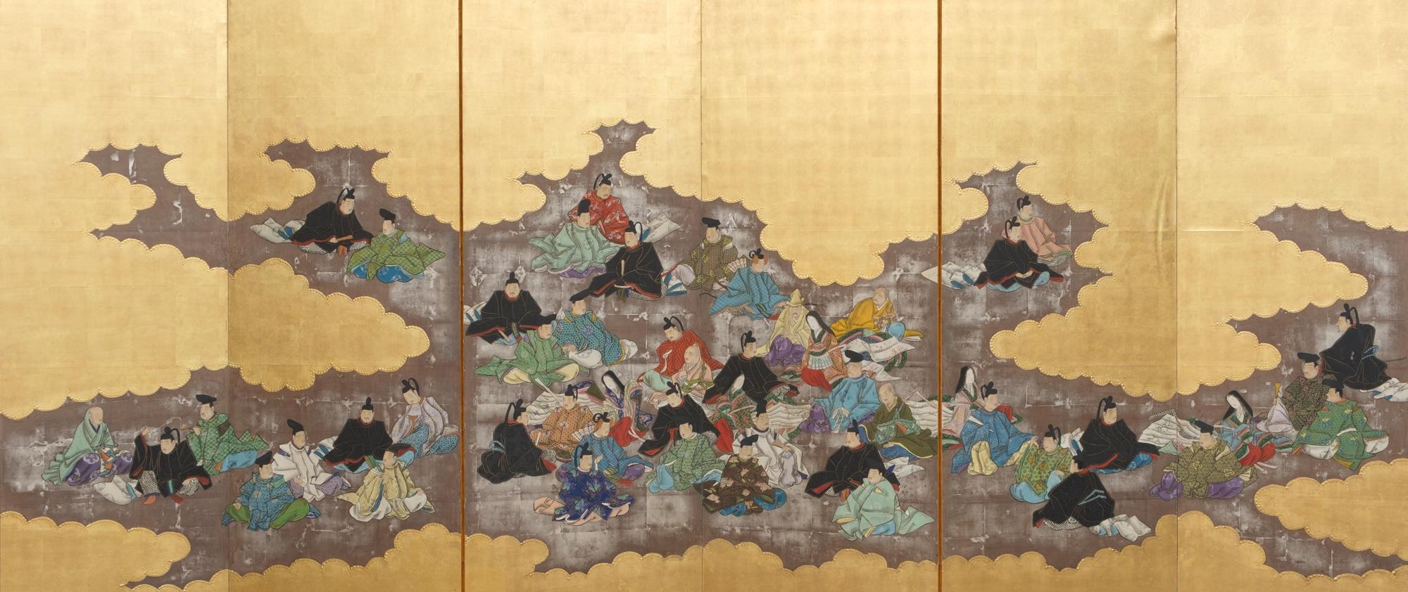 Pair of Japanese folding screens (byôbu) of poets from ‘Hyakunin isshu’ 百人一首 7