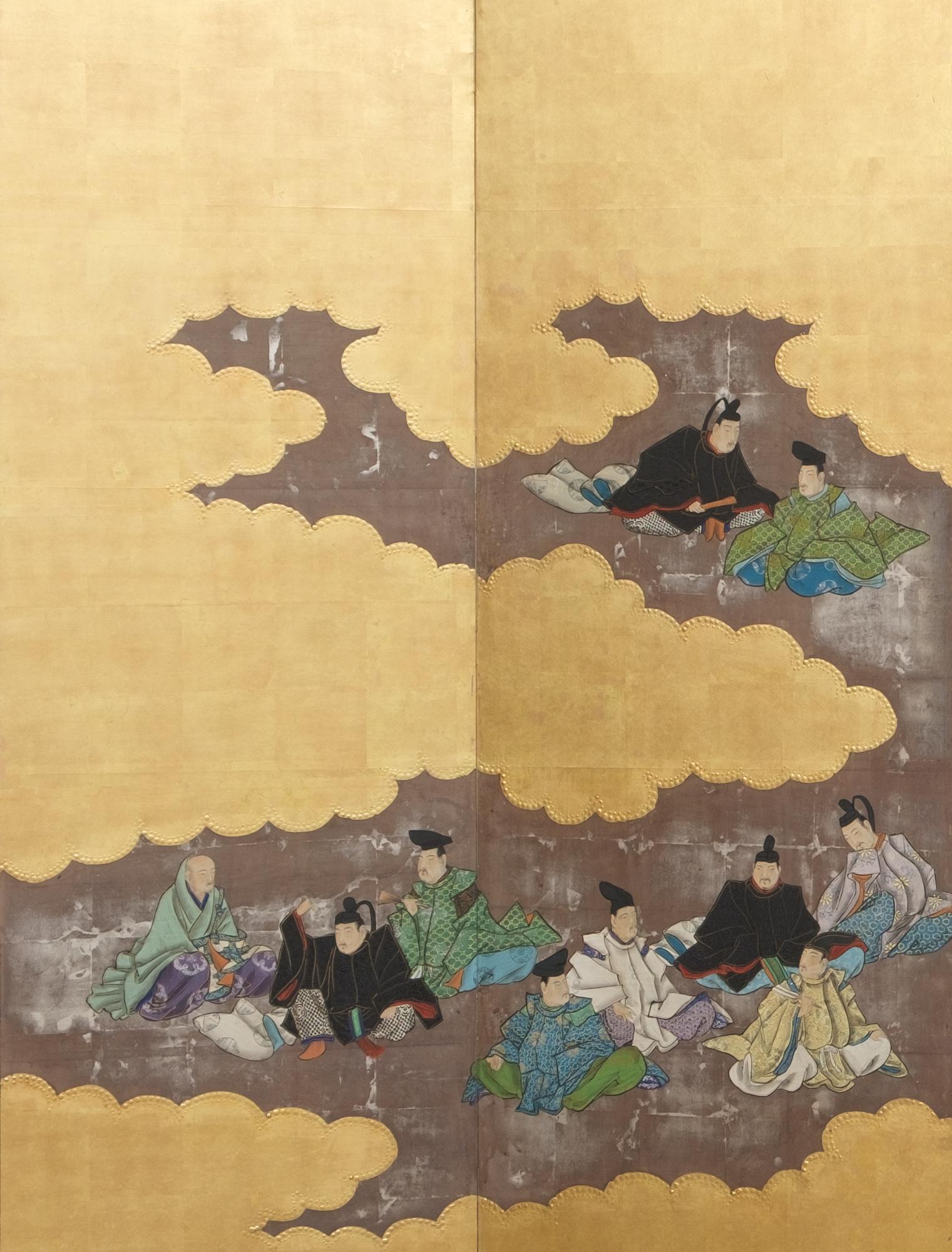 Pair of Japanese folding screens (byôbu) of poets from ‘Hyakunin isshu’ 百人一首 8