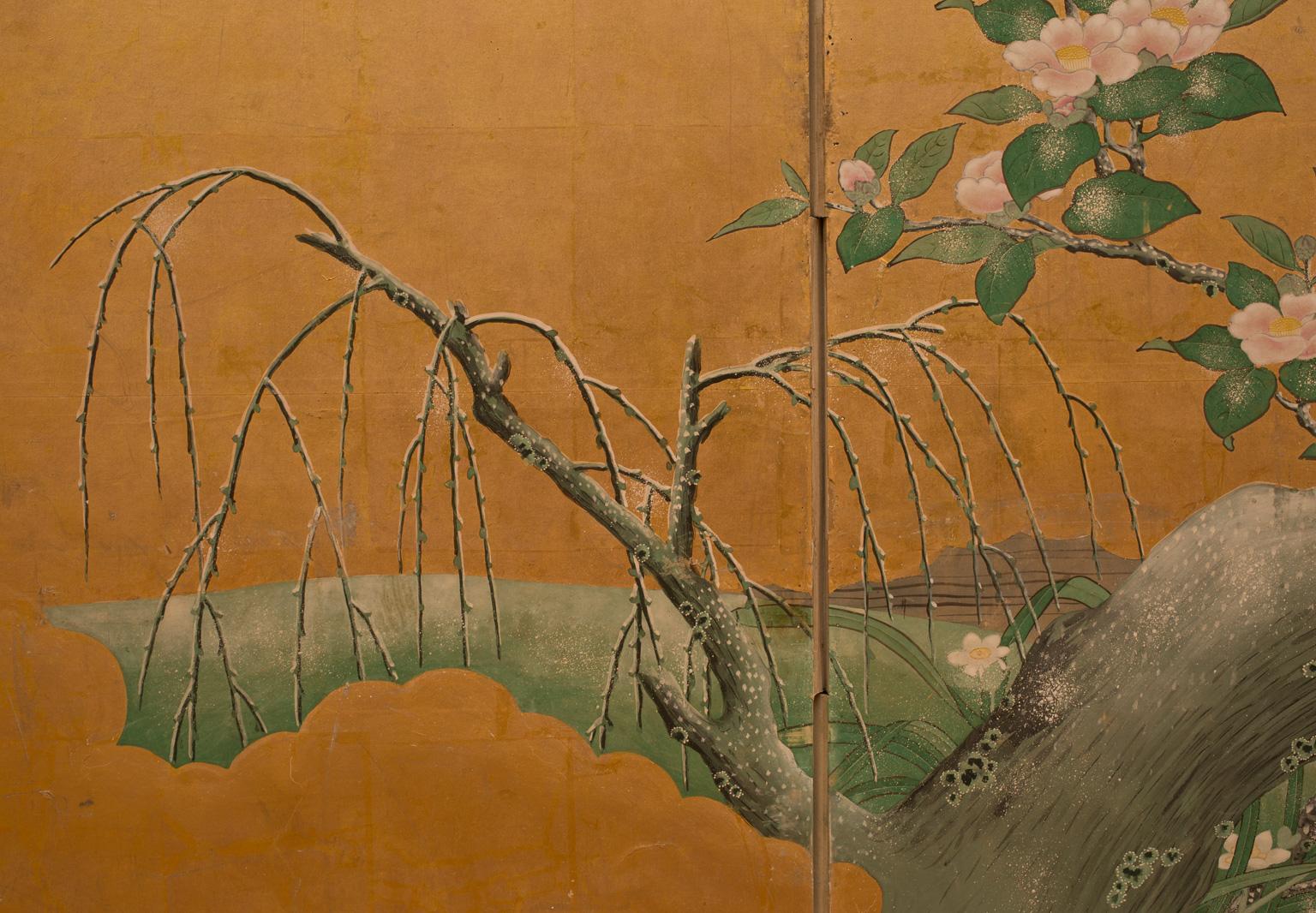 Pair of Japanese Folding Screens with Cranes, Kanō School, 19th Century 7