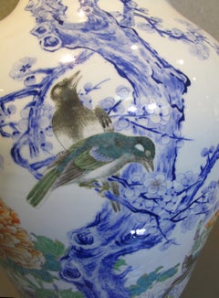 Pair of Japanese Fukagawa Koransha Blue Porcelain Vases, circa 1880