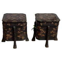 Pair of Japanese Gilt-Metal Mounted, Black & Gold Lacquer Karabitsu Boxes