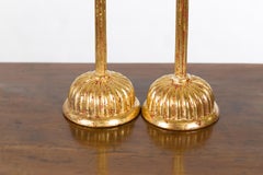 Pair of Japanese Hinamatsuri Gold Lacquered Candleholders with Lotus Bobèches