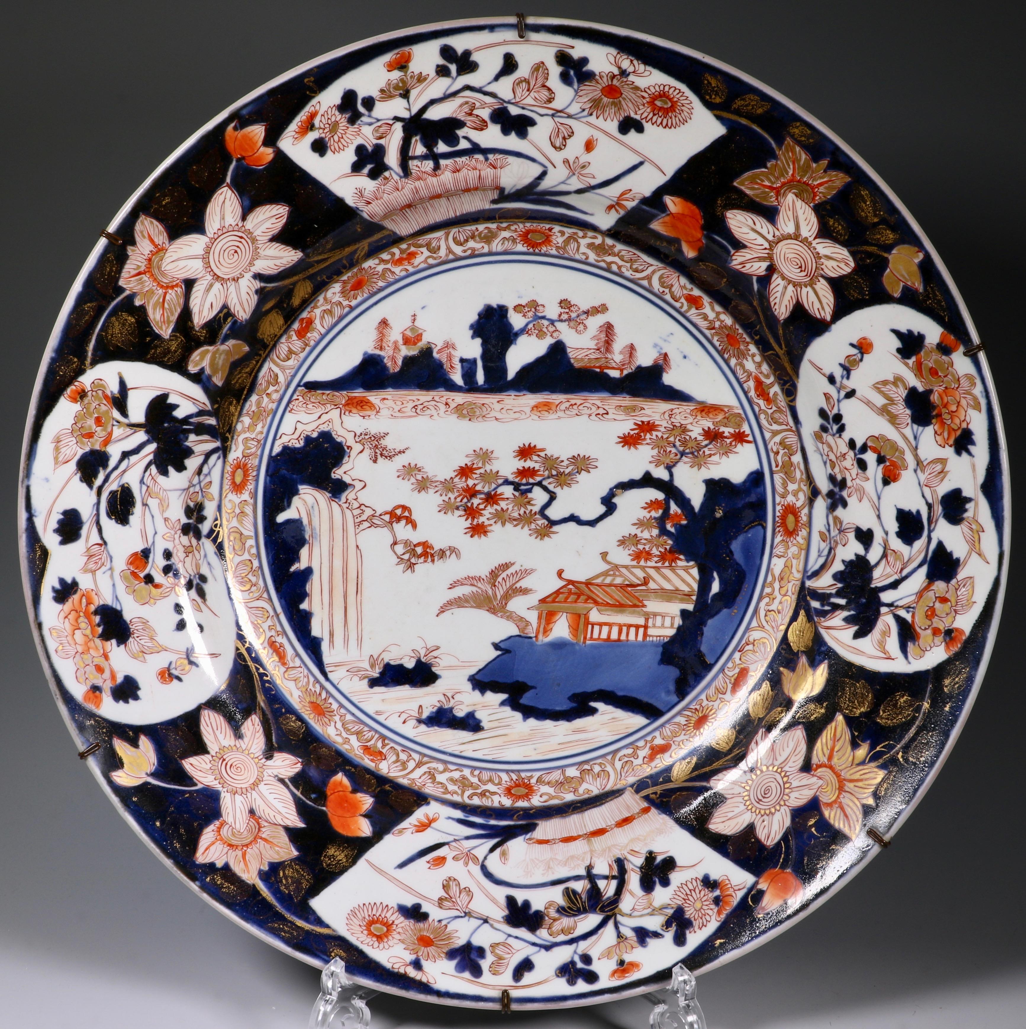 Pair of Japanese Porcelain Imari Chargers Late 17th Century For Sale 1