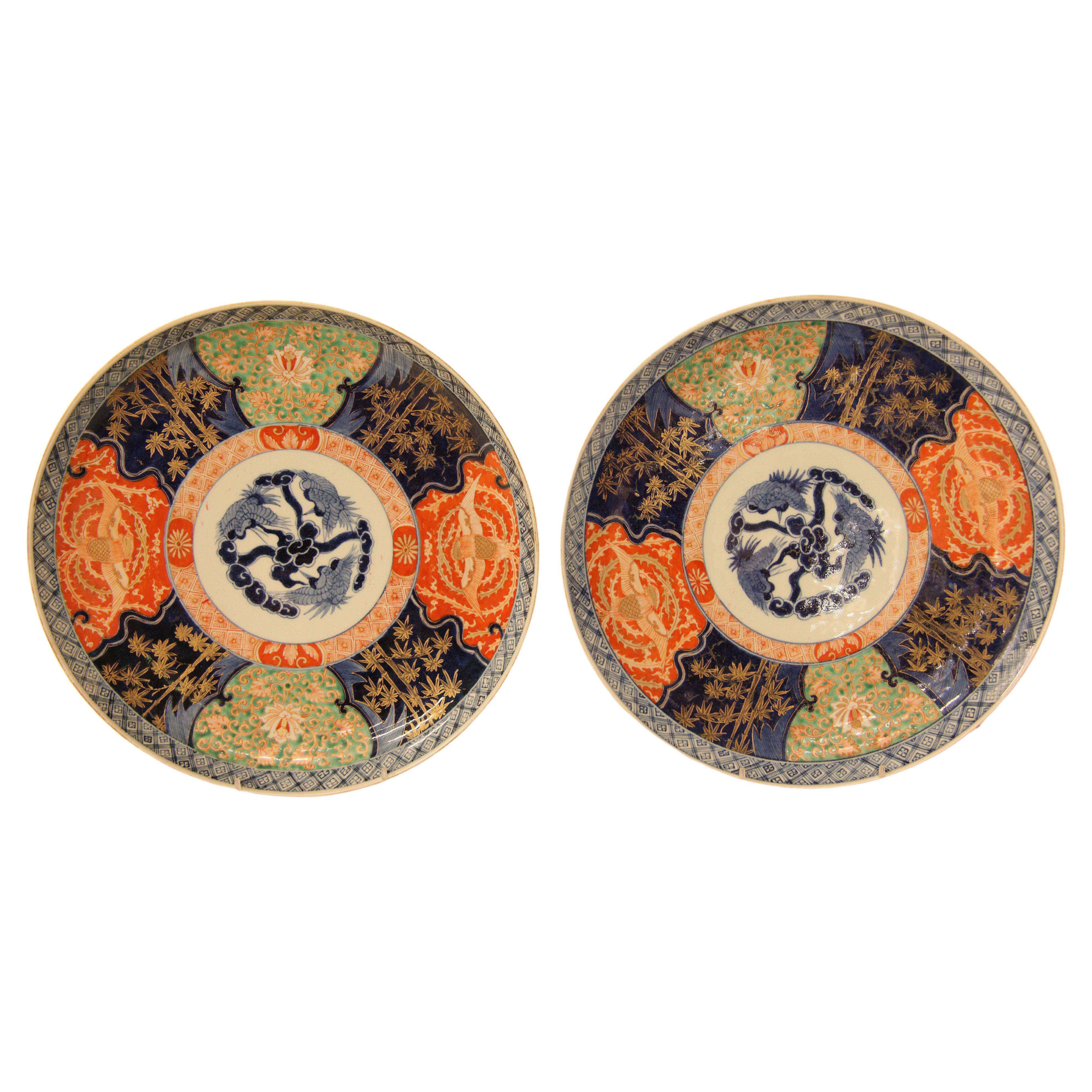 Pair of Japanese Imari Chragers  For Sale