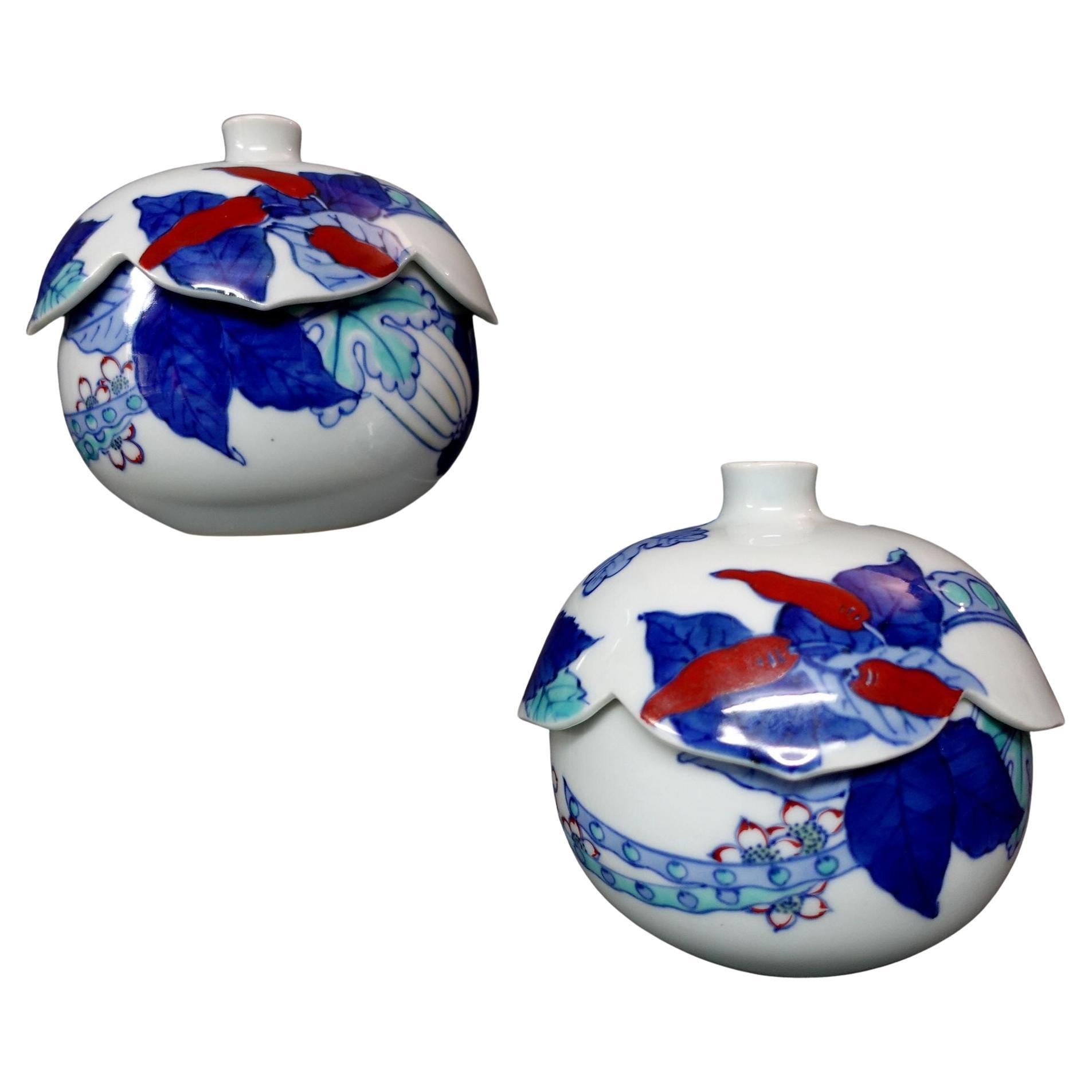 Pair of Japanese Imari Lidded Bowls, 19th Century, "Marked" For Sale