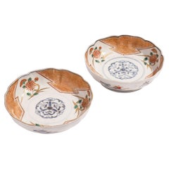 Pair of Japanese Imari porcelain footed bowls, c. 1800's