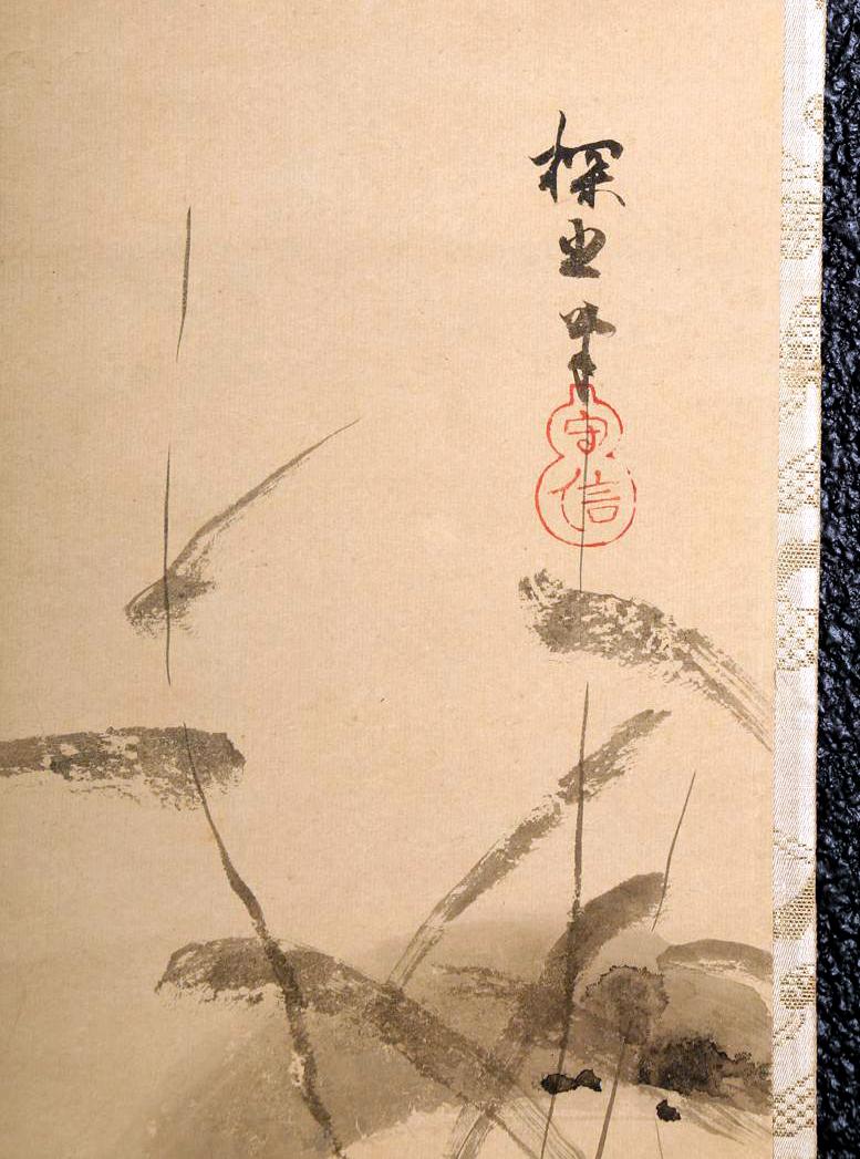 Paar japanische hängende Schriftrollen mit Tusche Kano Tanyu (17. Jahrhundert) im Angebot