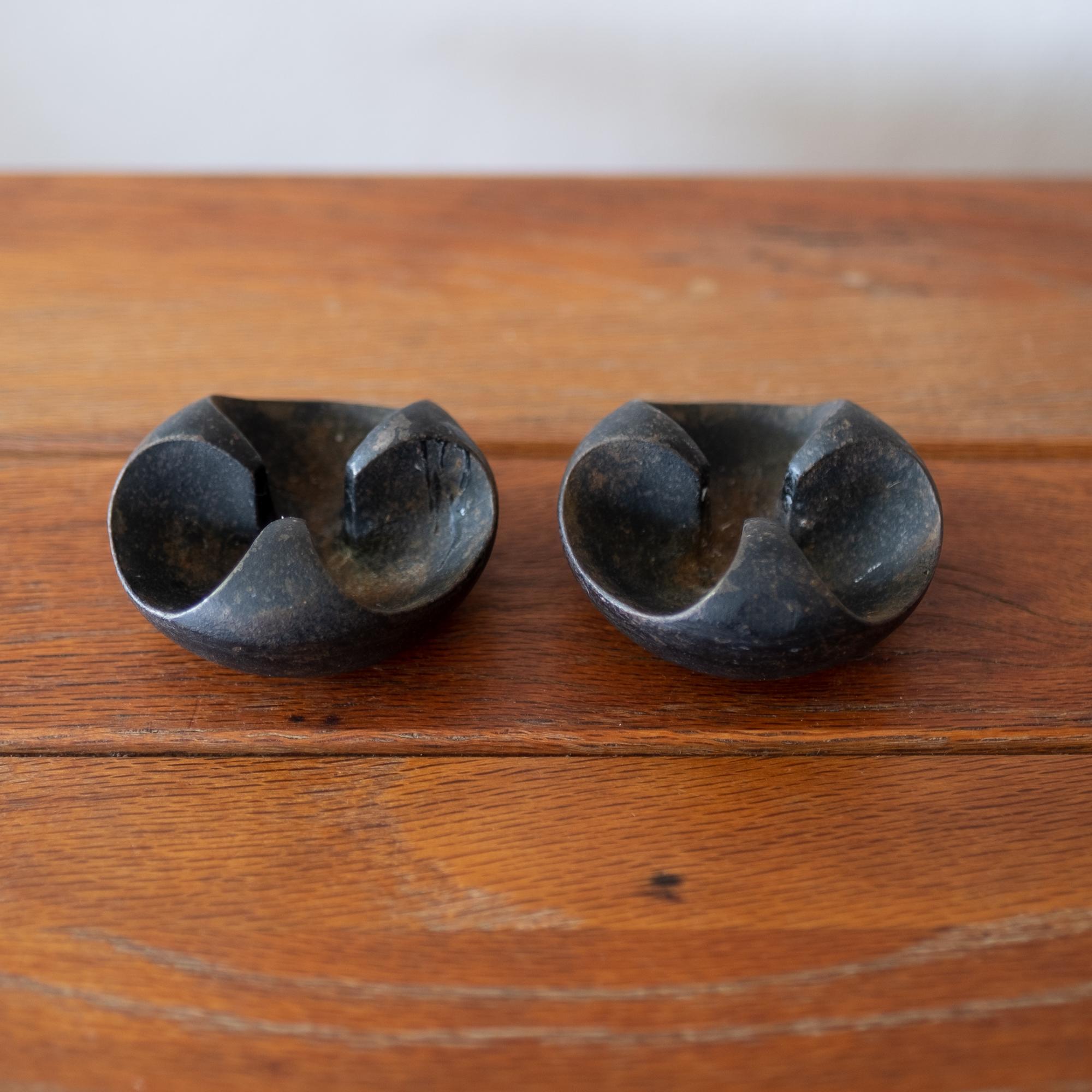 Pair of Japanese Iron Candleholders, 1950s 3